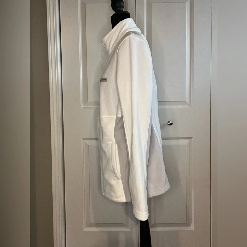 Columbia Full Zip Fleece Jacket, Cream/Gray, Size XXL - Picture 2 of 8